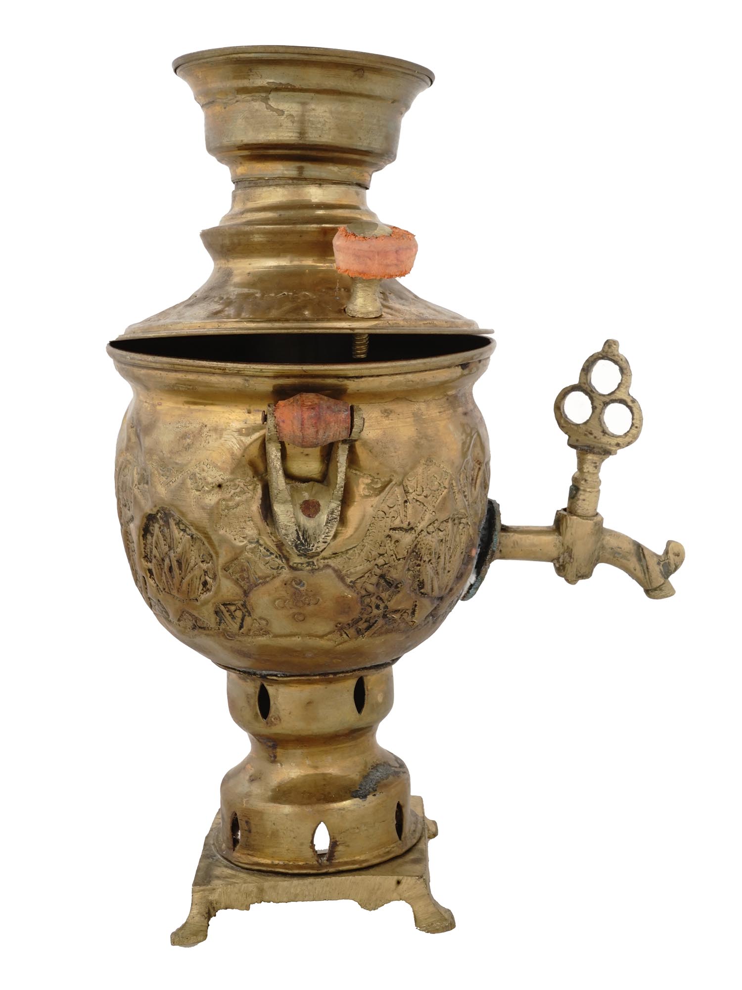 ANTIQUE EARLY 20TH C. PERSIAN BRASS SAMOVAR SET PIC-5
